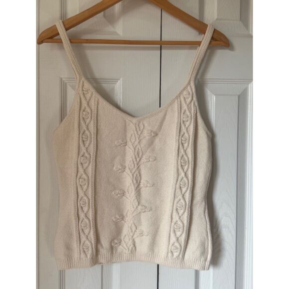 Reformation Genaro Cable Knit Sweater Tank Top Ivory Cream Sustainable Large - Picture 2 of 6